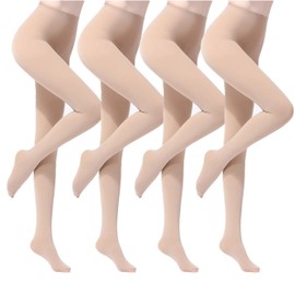 ANDIBEIQI 4 Pairs Run Resistant Control Top Panty Hose Opaque Tights 80 Denier stockings Socks One Size