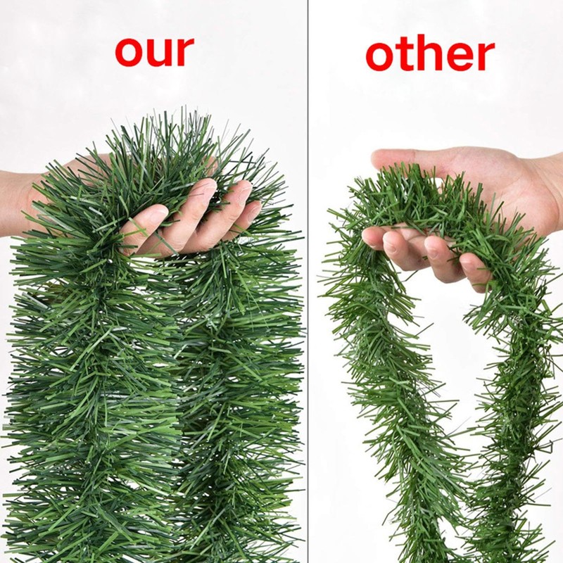 Garland Decorations | Mantle Garland - Artificial Green Tinsel Garland,