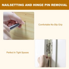 Spring Loaded Design Carbon Steel Material 3500PSI Impact Dual Head Nail Setter Pin Set, 2pcs Spring Nail Set Hinges Cabinet Hardware