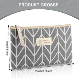 Canvas Cosmetic Bag, Multifunctional Travel Toiletry Bag, Women's Makeup Bag with Zip for Cosmetics, Stationery, Change Cards (3, Trees/Arrows/Leaves), Trees/arrows/leaves, Women's make-up bag with