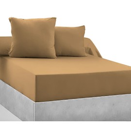Fitted Sheet 100% Cotton 57 Thread Count Ochre 140 x 190 cm Deep 30 cm