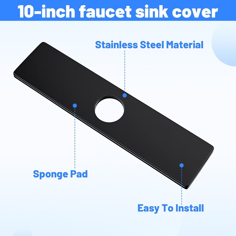 Kitchen Faucet Sink Hole Cover, Deck Plate Escutcheon, 10 Inch