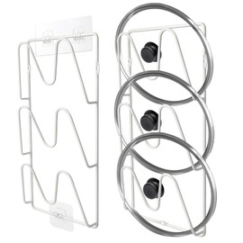 MZTOOL 2 Pack Pot Lid Organizer Rack, 6-Tier Pot Lid Holder,No Drilling Required, Sticks To Smooth Walls/Doors, Rust-Resistant Pot Lids For Kitchen Storage