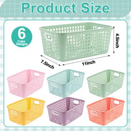 gisgfim 6 Pack Medium Plastic Book Baskets 11 × 7.5 × 4.5 inches Classroom Storage Baskets for Papers Book Storage Plastic Baskets Versatile Storage Solution for Classroom HOM and Office (Pastel)