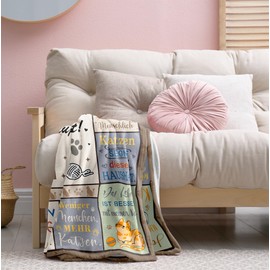 Jinmaple Gift for Cat Lovers Women, Cat Mum Gift Blanket 150 x 130 cm, Cat Gifts for Mum Mother Cat Lovers Birthday Mother's Day Gifts for Cat Mum Mum from Daughter Son