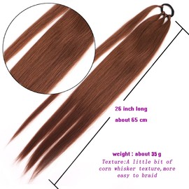 Ponytail Extensions 2 PCS Synthetic With Hair Tie Wrap Around Hair Braid Extensions Natural Soft Rubber Band Hair Ring 26 Inch Ombre Braid DIY