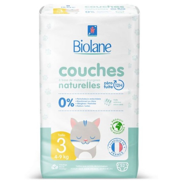 Biolane Expert Bio Couches écologiques, Size 3, Box of 52
