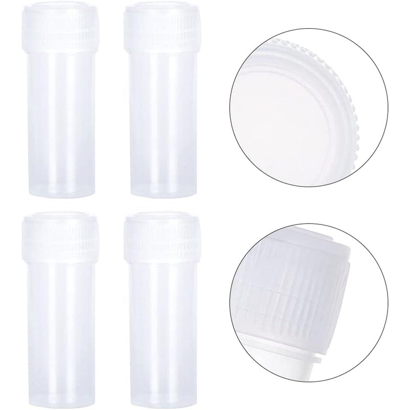 MZOYOURO 50Pcs 5 ml Plastic Sample Bottles, Small Vial Storage