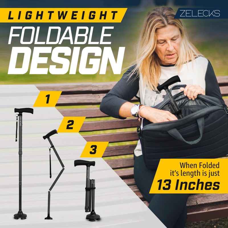 ZELECKS Walking Cane for Women & Men - Self Standing