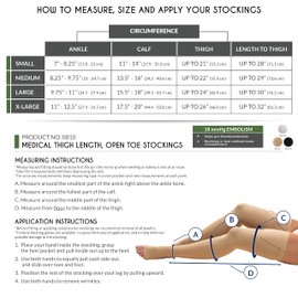 Truform Surgical Stockings, 18 Mmhg Compression For Men And Women, Thigh High Length, Open Toe Beige, Pack of 1