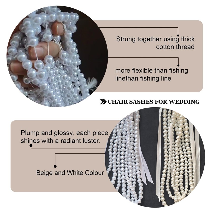 OTGMGCB Pearl Wedding Chair Decor, Pearl Beaded Chair Back Garland