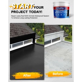 Xmntdo Polyurethane Waterproof Coating Black, 1 Gallon, Roof Sealant Waterproof Coating for Flat & Matal Roofs, Foundations, Concretes, Indoor and Outdoor Leak Repair Basement Sealer Waterproofing