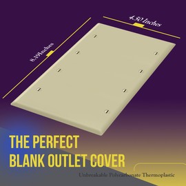 Enerlites Blank Device Cover Wall Plate, Gloss Finish, Size 4-Gang 4.50" x 8.19", Unbreakable Polycarbonate Thermoplastic, 8804-I, Ivory