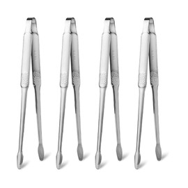 4 Pcs 10.8-Inch Stainless Steel Korean & Japanese BBQ Tongs for Grilling and Cooking