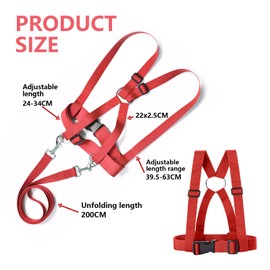 Horse Lead for Playing for Children, Horse Harness Children, Adjustable Horse Lead, for Role Play, Skiing Play (Red)