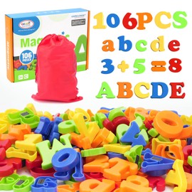 BunnyJOY Magnetic Letters 106 Magnetic Letters and Numbers, Magnets Children for Magnetic Board, Educational Toy