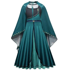 Lito Angels Lito Angels Prinzessin Königin Anna Krönung Kostüm Kleid mit Umhang für Kinder Mädchen, Eiskönigin Krönungskleid Verkleidung, Größe 3-4 Jahre 104, Grün 291B