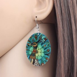 Bonsny - arete de diseño de búhos de pájaros, color azul Azul