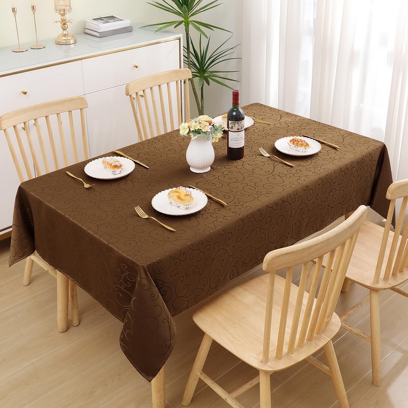 Homaxy Table Cloth Rectangular 140x240 cm, Washable Polyester Jacquard Tablecloth,
