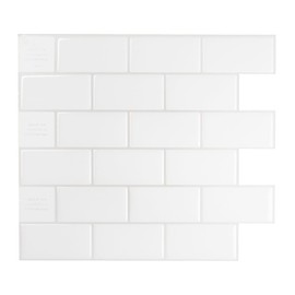 SMART TILES Peel and Stick Backsplash - 10 Sheets of 10.95" x 9.70" - 3D Adhesive Peel and Stick Tile Backsplash for Kitchen, Bathroom, Wall Tile, Norden