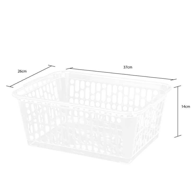 (Pack of 2) 9.7 Litre Clear Storage Baskets - 37cm