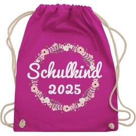 Shirtracer Drawstring Bag for First Day at School - School Child 2019 Flower Wreath - Made of Organic Cotton - -