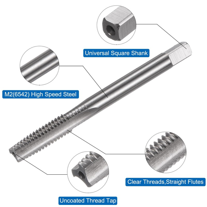 sourcing map 3pcs Metric Hand Tap Set, M8 x 1.25