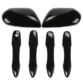 Glossy Black Side Door Mirror Covers and Handle Caps Replace for 2018 2019 2020 2021 2022 2023 2024 2025 Toyota Camry Accessories, Without Smart Key Holes (Black)