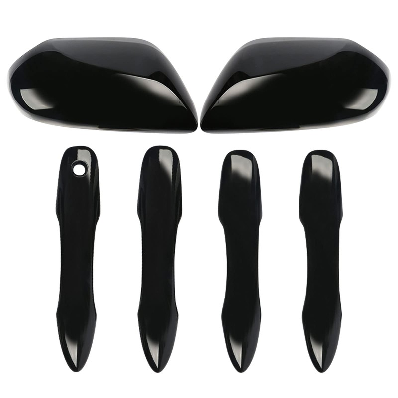 Glossy Black Side Door Mirror Covers and Handle Caps Replace