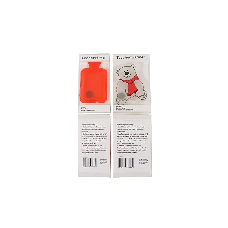 4 Hand Warmers with Polar Bear Motif, Reusable Pocket Warmers
