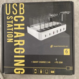 Universal Unbranded 6-Port USB Charging Hub with Cables 5V White