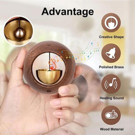 Japanese Style Dopamine Door Bell, Dopamine Japanese-Style Wind Chimes Magnetic Doorbell, Round Wooden Magnetic Shopkeepers Bell, Entry Alert Chime for Home Office Shop, No Drilling Required