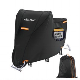 Heavy Duty Motorcycle Cover 420D,Universal Harley Davidson Bike Cover,Sun,Waterproof Outdoor Protection,with License Plate Window, 4 Reflective Strips, Lock-Holes Storage Bag (XXXL -100" x 37" x 50")