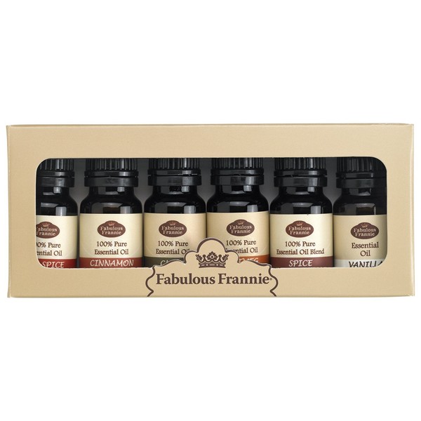 100% Pure Essential Oil Fall Set - Allspice, Cinnamon, Clove, Nutmeg, Vanilla, Spice Blend - Great for Aromatherapy