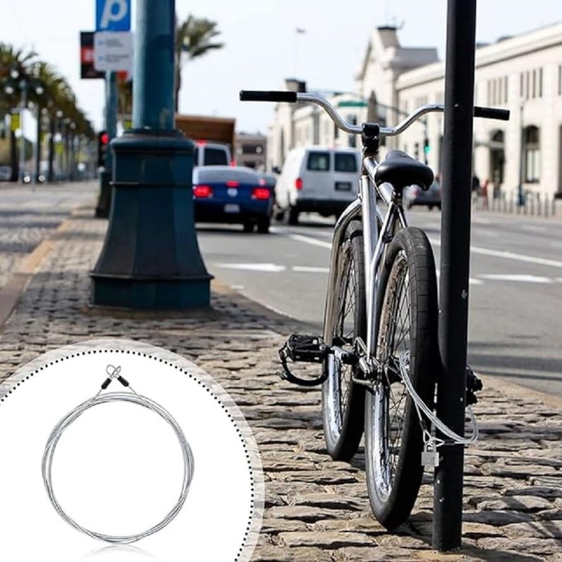 Bike Cable Lock Set, 2 Metre Steel Braided Security Cable,