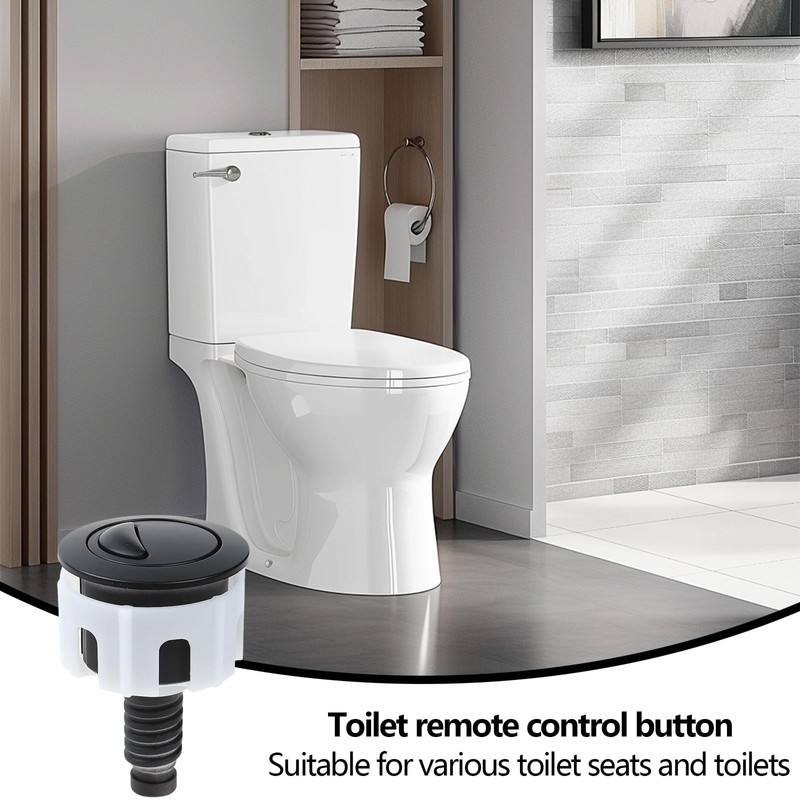 2 PCS Toilet Flush Button, Black Round Head Dual Toilet