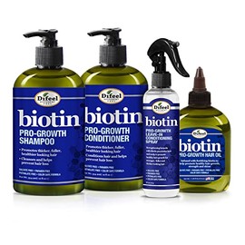Difeel Régimen de biotina para el crecimiento del cabello - Champú, acondicionador y sistema de tratamiento de 4 pasos (SET de 4 piezas)