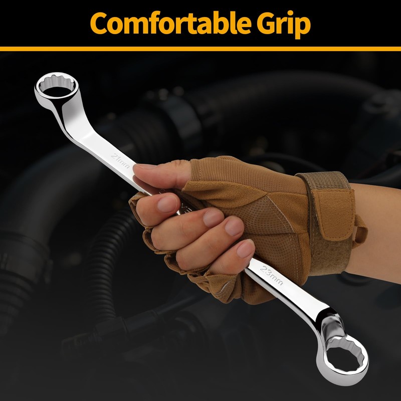 GRENPRO Wrench Set, Offset Wrench Set Metric and Standard, 10PC