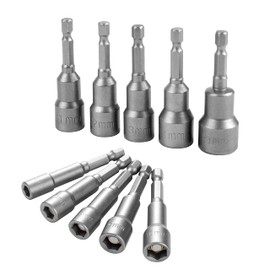 Magnets Hexagonal Socket, Socket Spanner Inserts 1/4 Inch, 6-15 mm Magnetic Socket Spanner, Nut Adapter Extension for Cordless Screwdrivers and Screwdrivers, Pack of 10