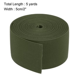 MECCANIXITY Cintas Elásticas para Coser 5cm 5 Yardas/15 Pies Verde Militar Carrete de Elástico de Punto de Alta Elasticidad para Pelucas, Cinturones, Pantalones
