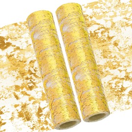 Wokape 2 Rolls 11 in x 9 Ft Sequin Glitter Metallic Foil Table Runner Metallic Foil Table Decorations for Wedding, Birthday, Party, Christmas, Thanksgiving, Valentine(Gold)
