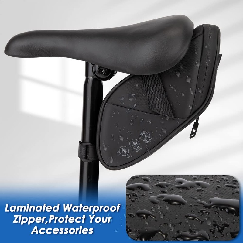WOTOW Reflective Bike Saddle Bag, Waterproof Under Seat Bicycle Pack