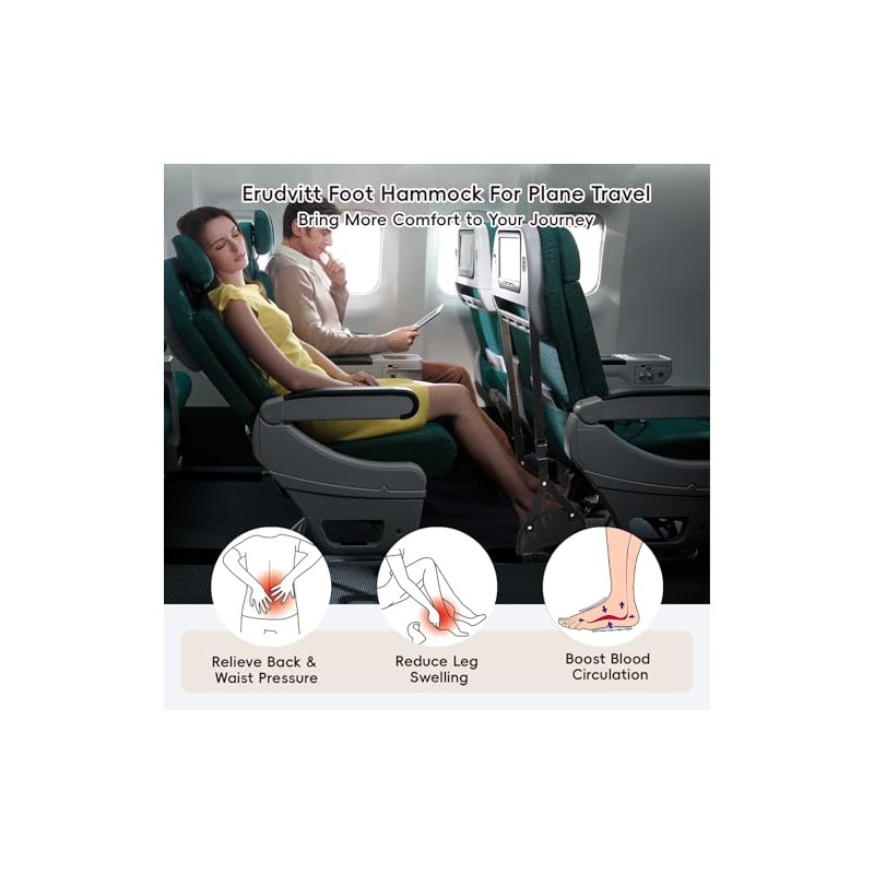 Foot Hammock for Plane Travel, Airplane Foot Hammock, Adjustable Foot