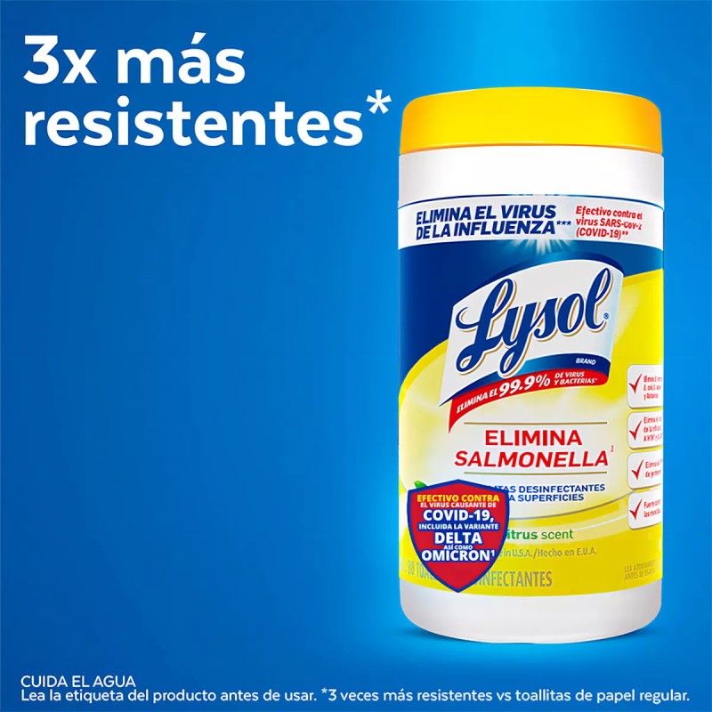 Lysol Toallitas Desinfectantes Lysol De Superficies Citrus 80 Toallitas