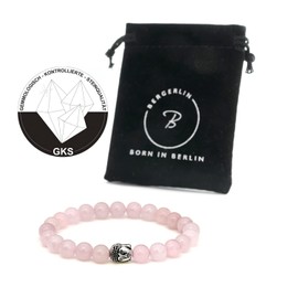 BERGERLIN Rose quartz bracelet with natural stone pearls and Buddha head pearl