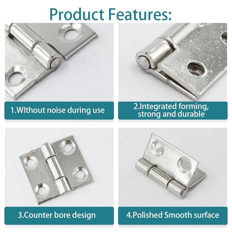 bociloy 20Pcs 1 Inch Butt Hinge, Mini Cabinet Hinges, Rectangle