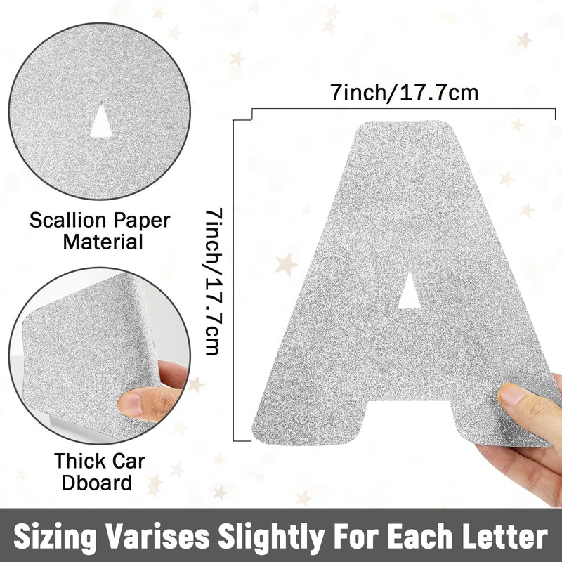 Qyeahkj 150 PCS Large 7" Font Silver Letters and Punctuation