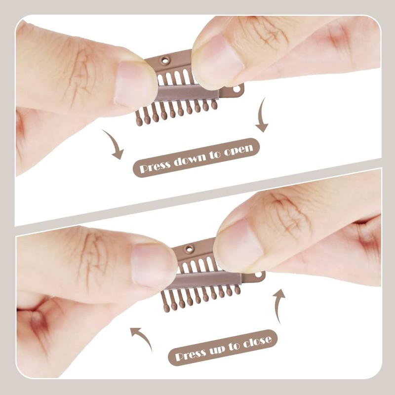 Dreamlover Wig Clips, Hair Extension Clips, 10 Teeth, Brown, 30