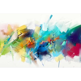 ART.COM Stretched Canvas Print Abstract Colorful Oil Painting on Canvas Texture. Hand Drawn Brush Stroke, Oil Color Paintings Back by pluie_r, 24" x 16"