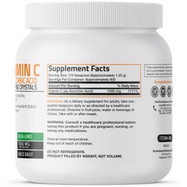 Vitamin C Powder Pure Ascorbic Acid Soluble Fine Non GMO Crystals – Promotes Healthy Immune System and Cell Protection – Powerful Antioxidant - 1 Kilogram (2.2 Lbs)